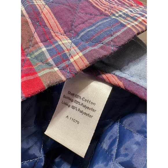 The Tog Shop Womens Large Quilted Plaid Vest Red Blue Cotton Button Front - Picture 4 of 7